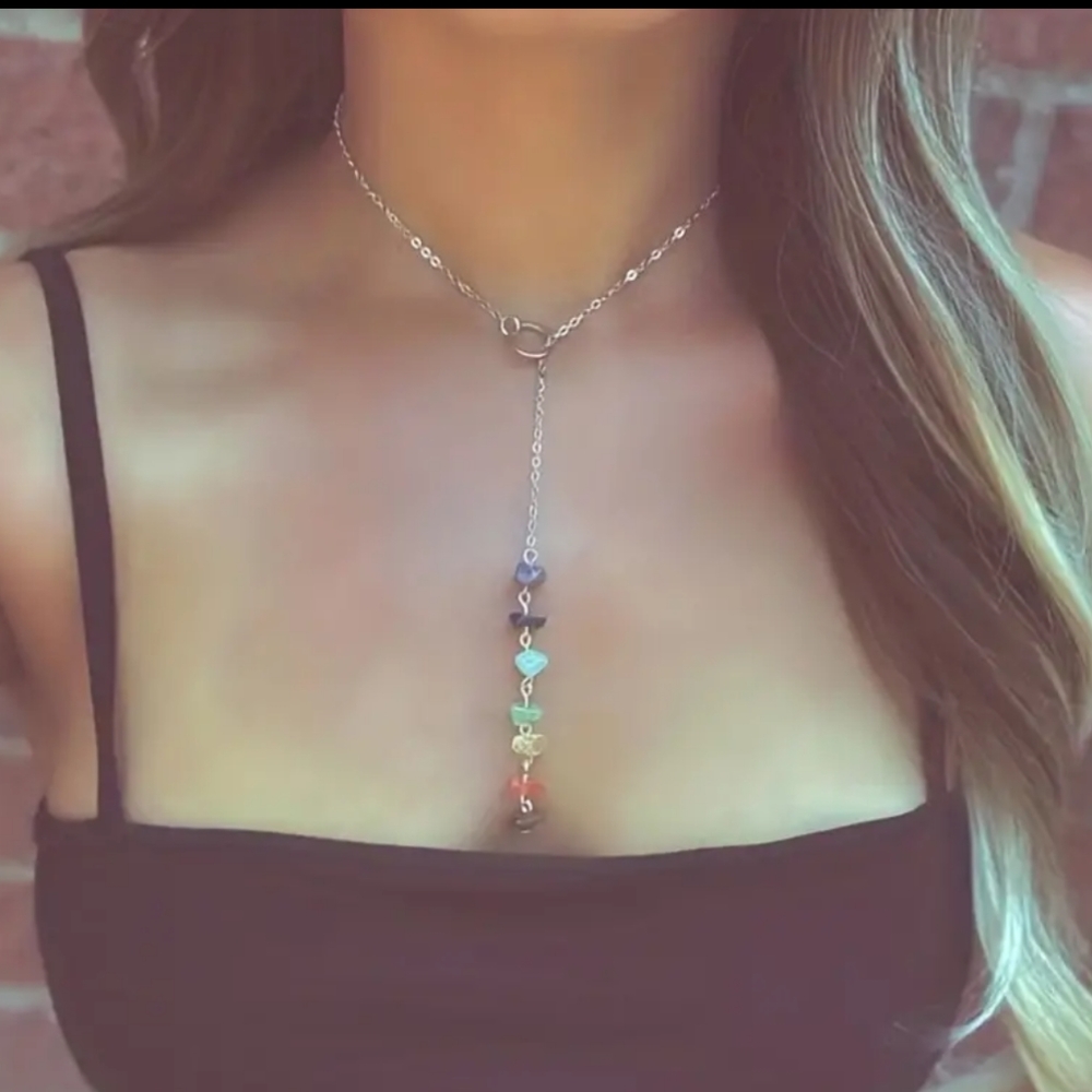 ✨Best Seller✨🧘Chakra Gemstone Chain Necklace Mother's Day Gold and Silve